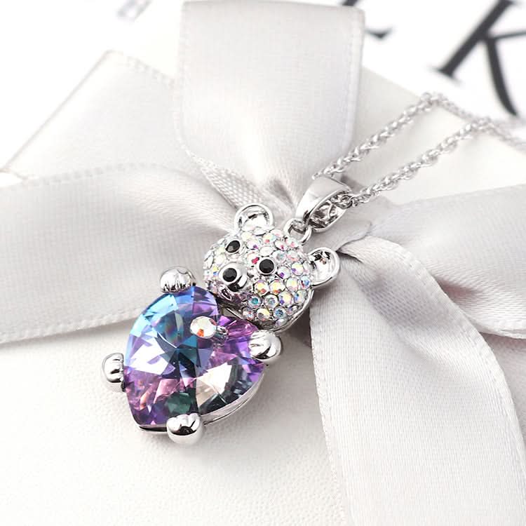 Bear Crystal Heart Necklace - ShopLorca