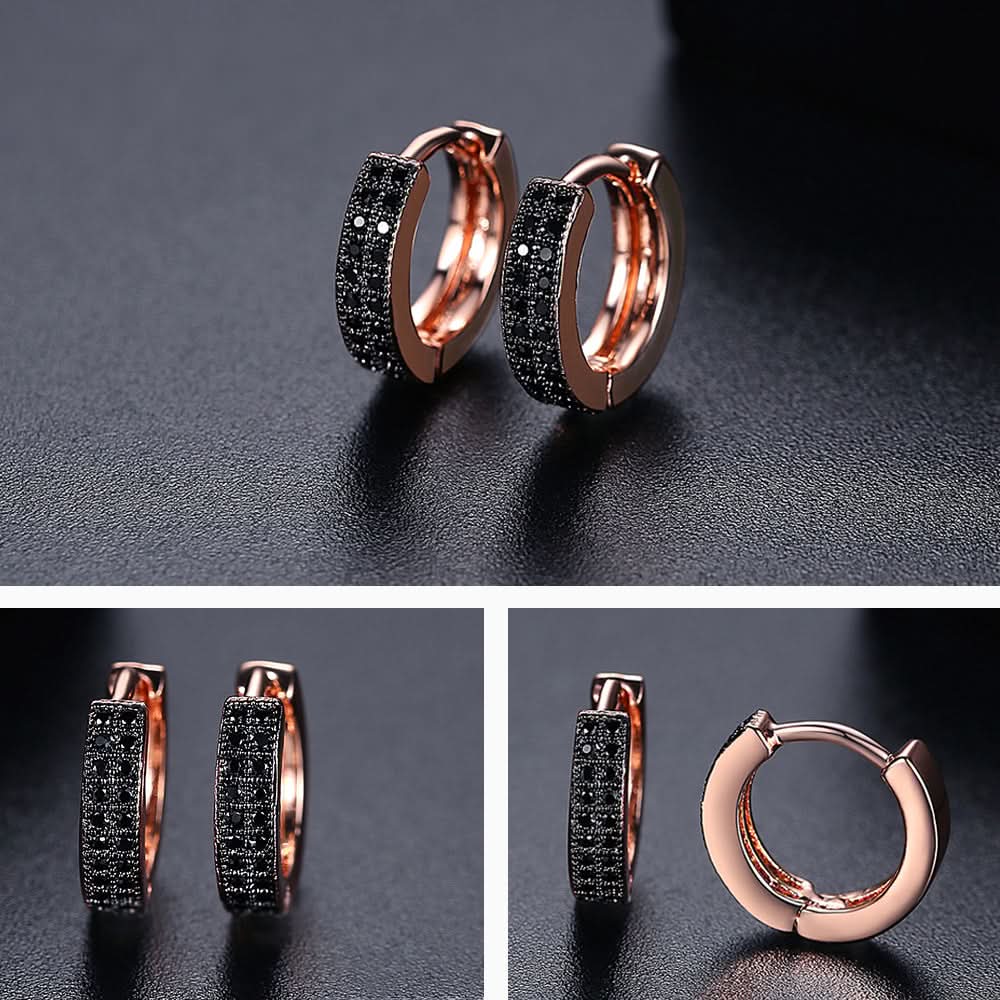 Black Rose Huggie Earrings - ShopLorca