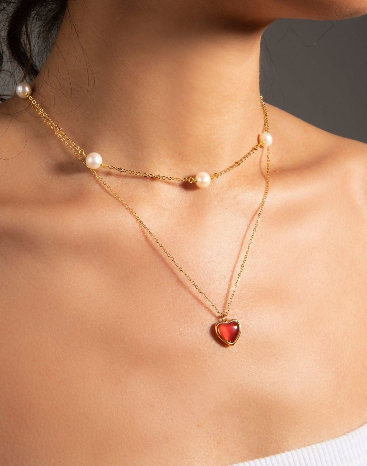 Carnelian Stone Heart Necklace - ShopLorca