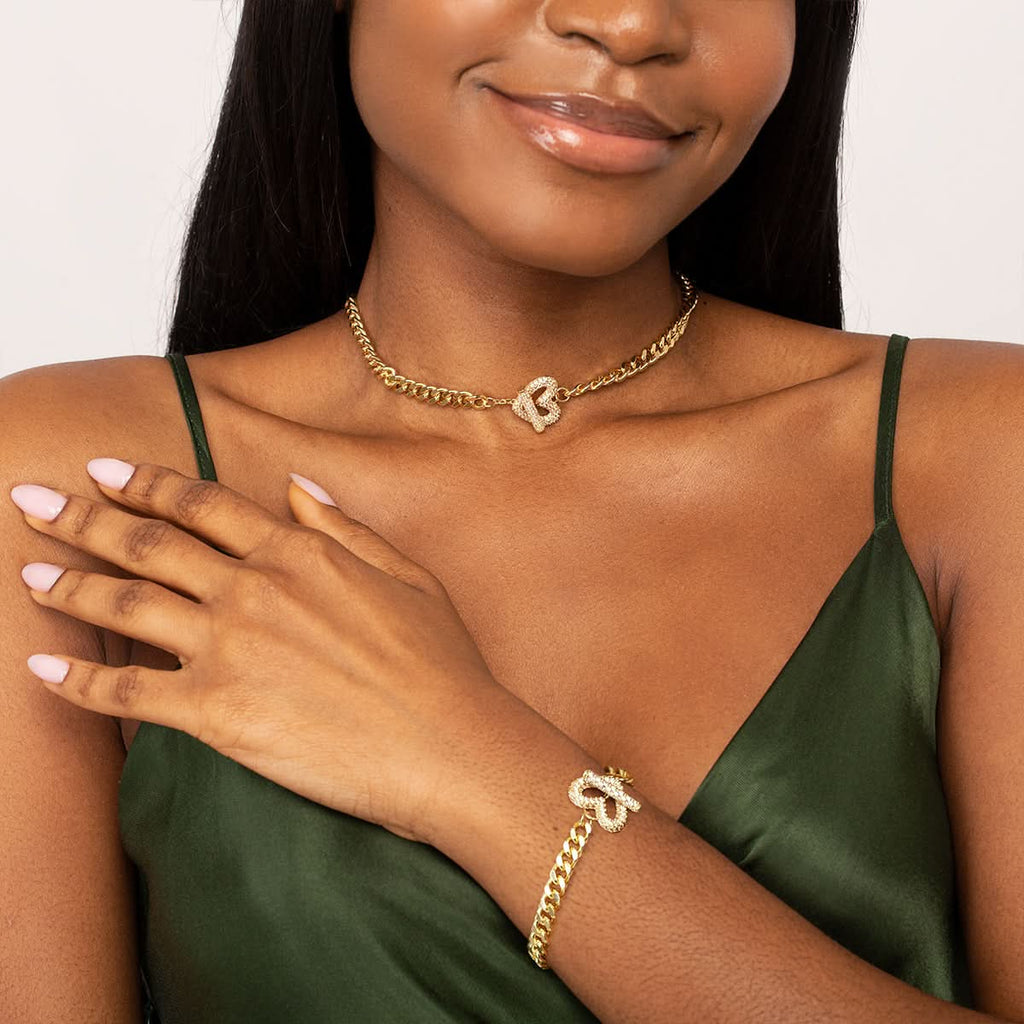 Dazzling Heart Toggle Clasp Jewelry Set - ShopLorca