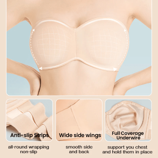 Lamouria Full Support Non - Slip Convertible Bandeau Bra - ShopLorca
