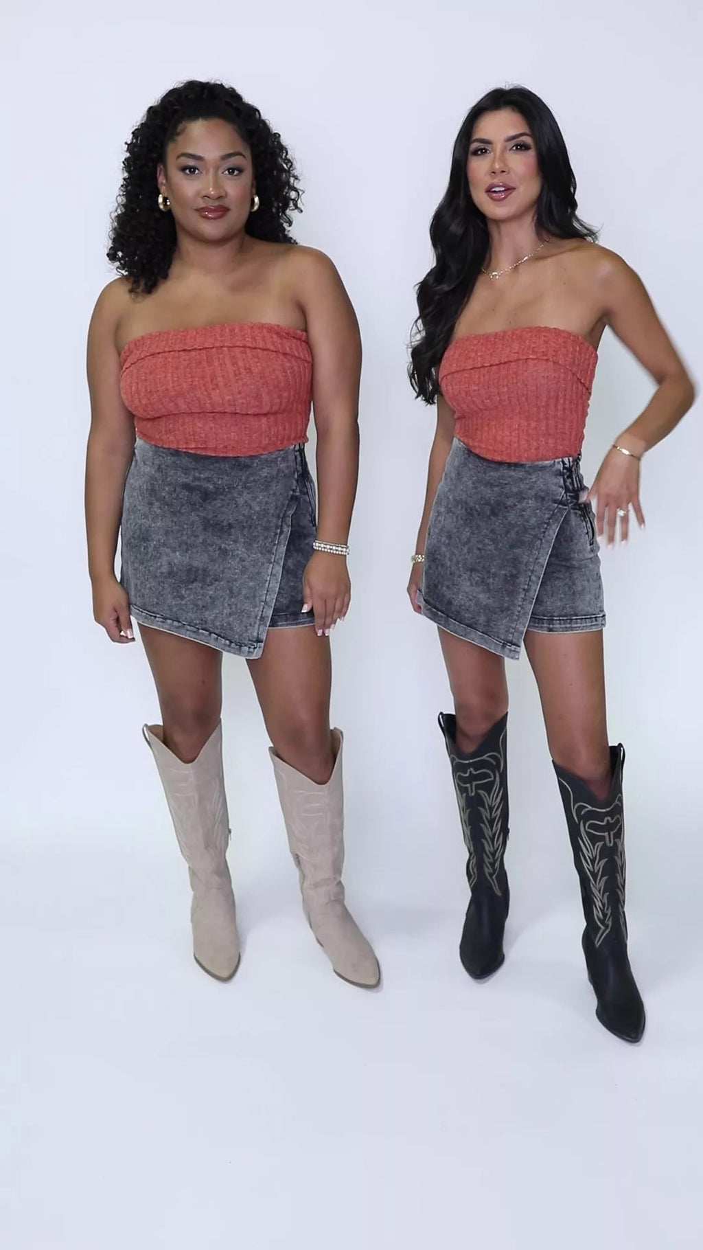 My Favorite Black Acid Wash Denim Skort - ShopLorca