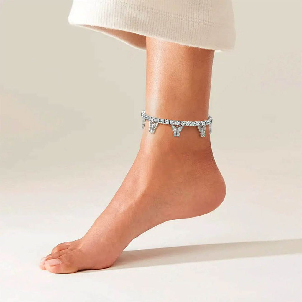 Sparkling Butterflies Tennis Anklet - ShopLorca