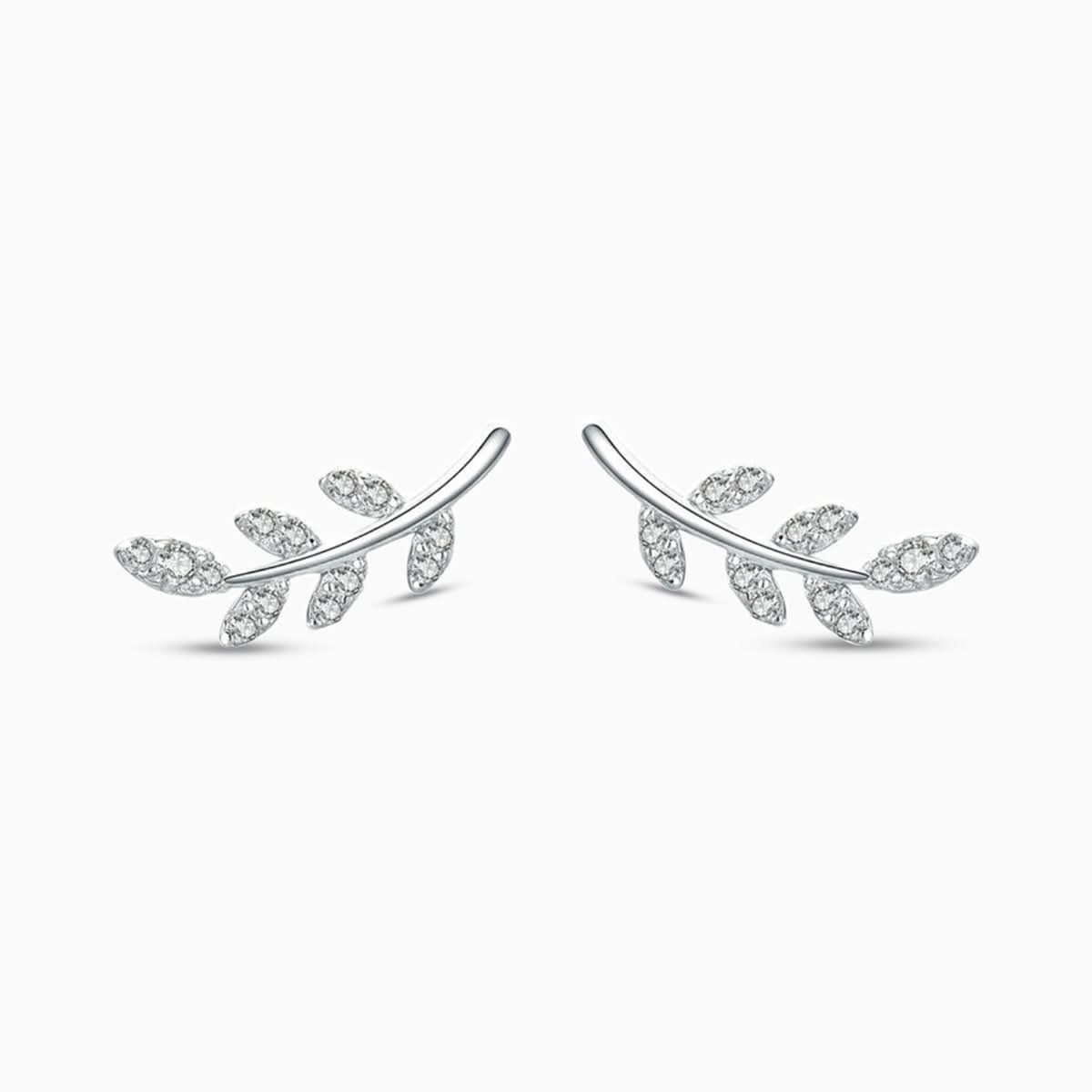 Sparkling Leaf Stud Earrings - ShopLorca