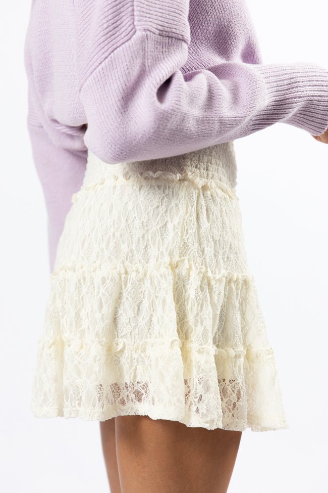 Through The Garden Cream Lace Mini Skort - ShopLorca