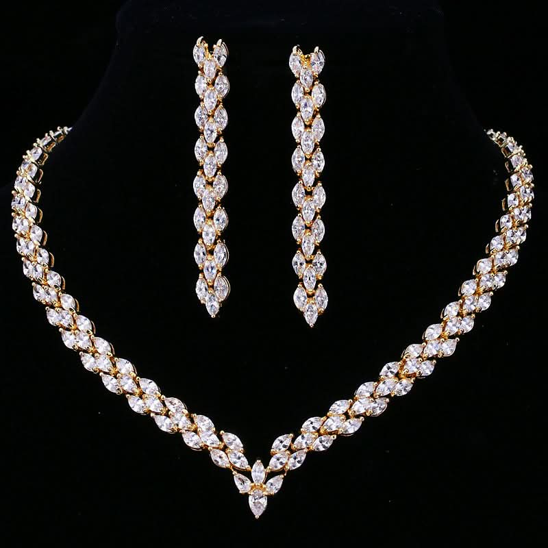 Vibrant Zircon Leaf Jewelry Set - ShopLorca