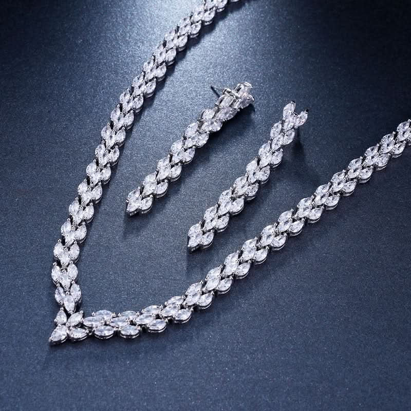 Vibrant Zircon Leaf Jewelry Set - ShopLorca